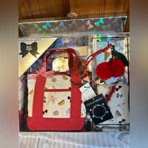 Madden Girl Red and Cream Mini Bag Set New